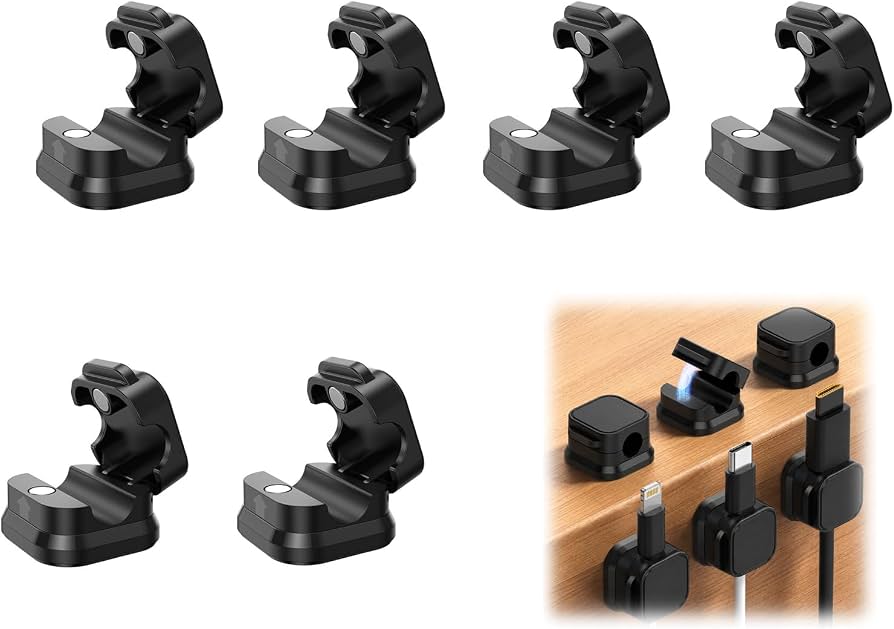 Magnetic Cable Holder for Desk – Adjustable Wire Organizer (Under Desk)