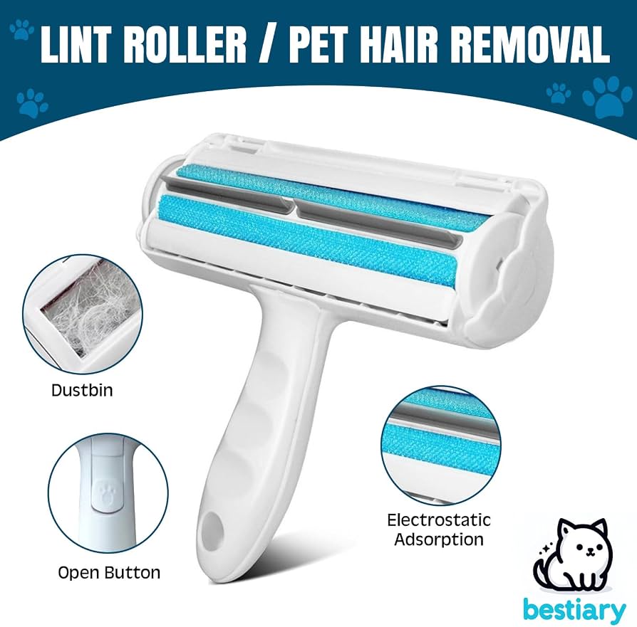 Silicone Two-way Reusable Cat Pet Hair Remover Roller Sticker Brush