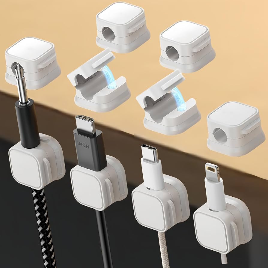Magnetic Cable Holder for Desk – Adjustable Wire Organizer (Under Desk)