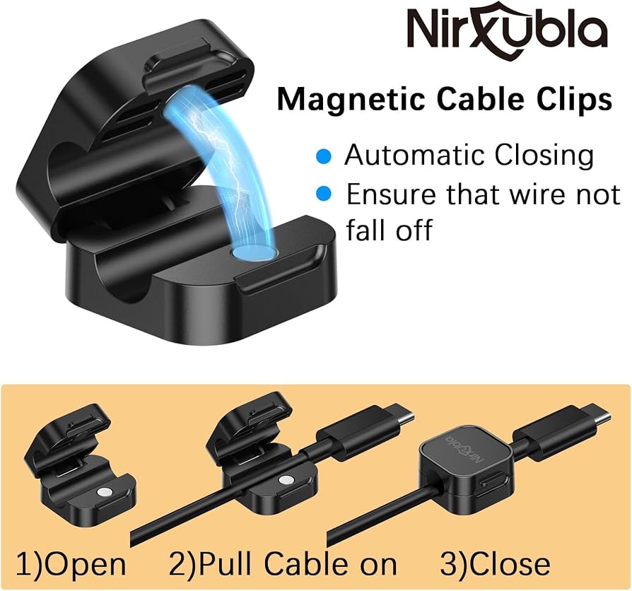 Magnetic Cable Holder for Desk – Adjustable Wire Organizer (Under Desk)