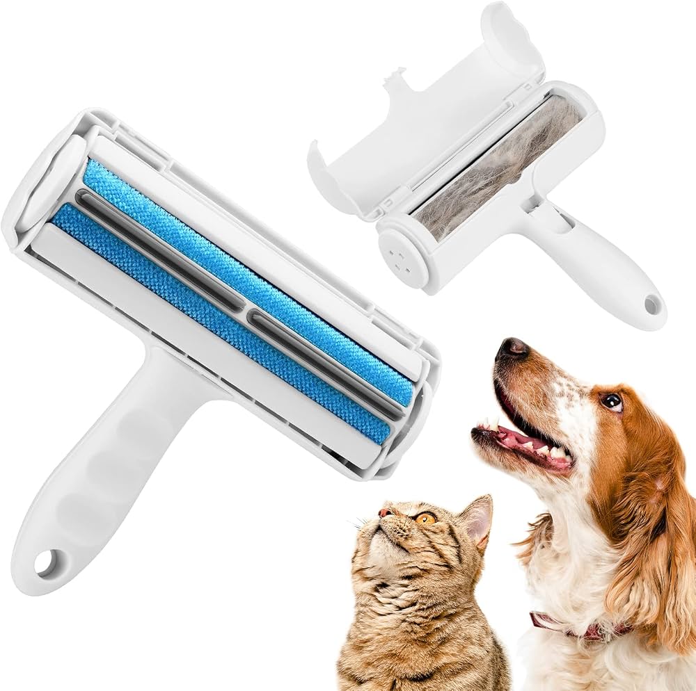 Silicone Two-way Reusable Cat Pet Hair Remover Roller Sticker Brush